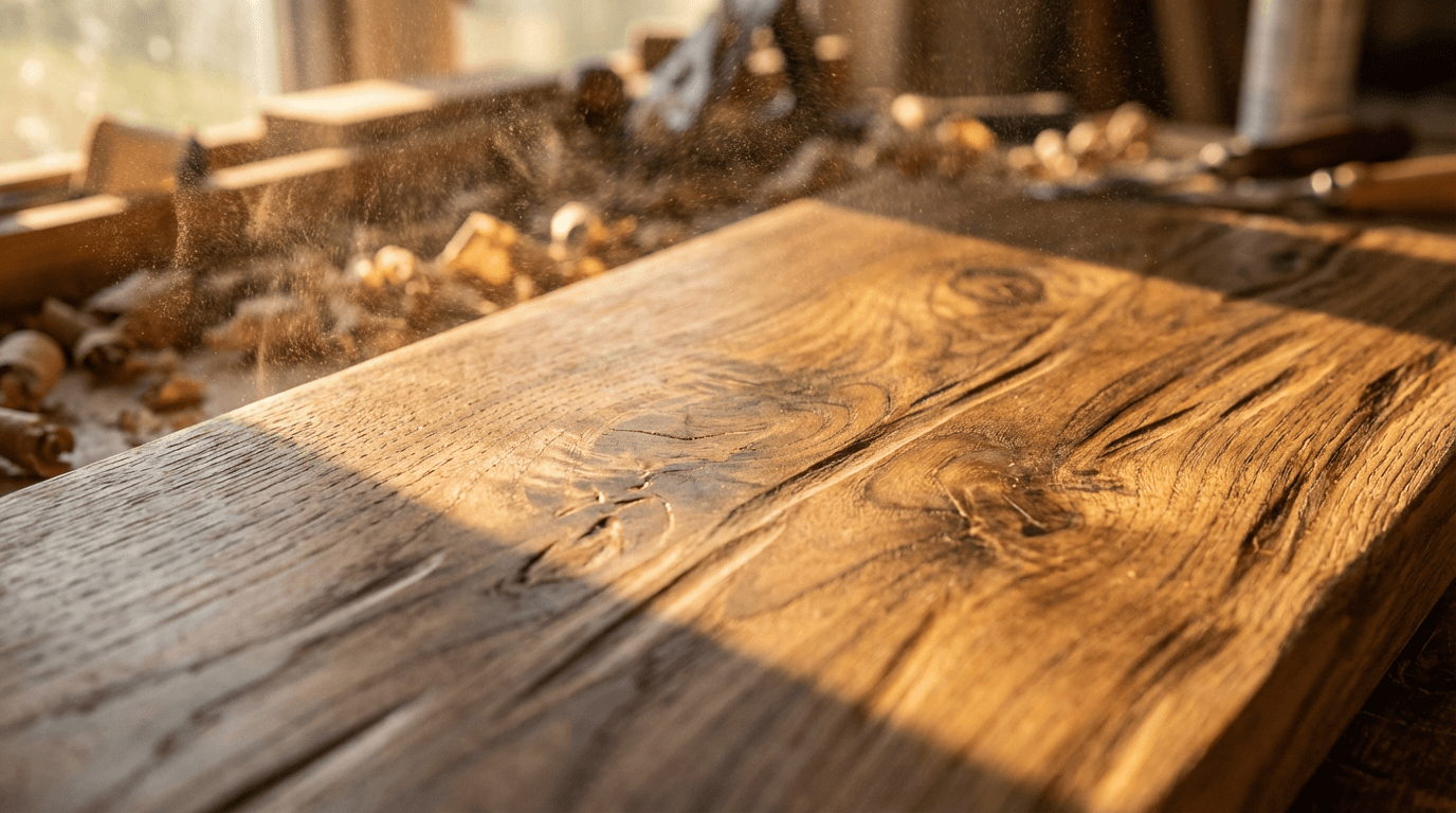 Sunlit hardwood floor in a quiet room showing natural wood grain and warm tones
